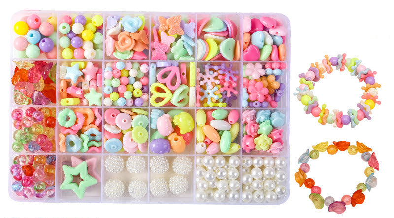 Keyou Girls' Handmade Beaded Jewelry Kit | 24 Grid DIY Bracelet & Necklace Craft Set | 800+ Acrylic Beads