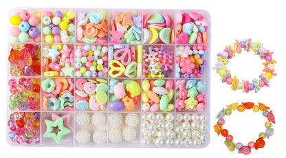 Keyou Girls' Handmade Beaded Jewelry Kit | 24 Grid DIY Bracelet & Necklace Craft Set | 800+ Acrylic Beads