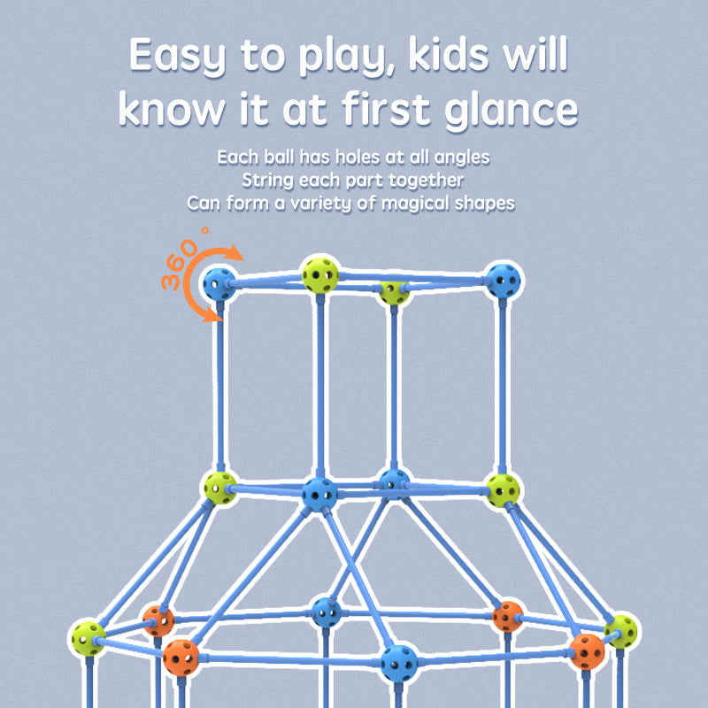 DIY Science & Education Puzzle Tent Set for Kids | 69-Piece Bead Construction Toy (No Tent Fabric)