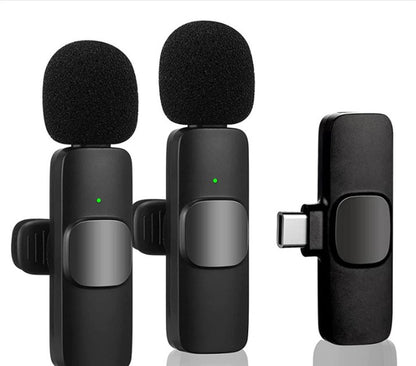 K9 Wireless Lavalier Microphone | Dual Transmitter Set | Type-C & iPhone Compatible | 2.4G Wireless