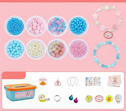Keyou Girls' Handmade Beaded Jewelry Kit | 24 Grid DIY Bracelet & Necklace Craft Set | 800+ Acrylic Beads