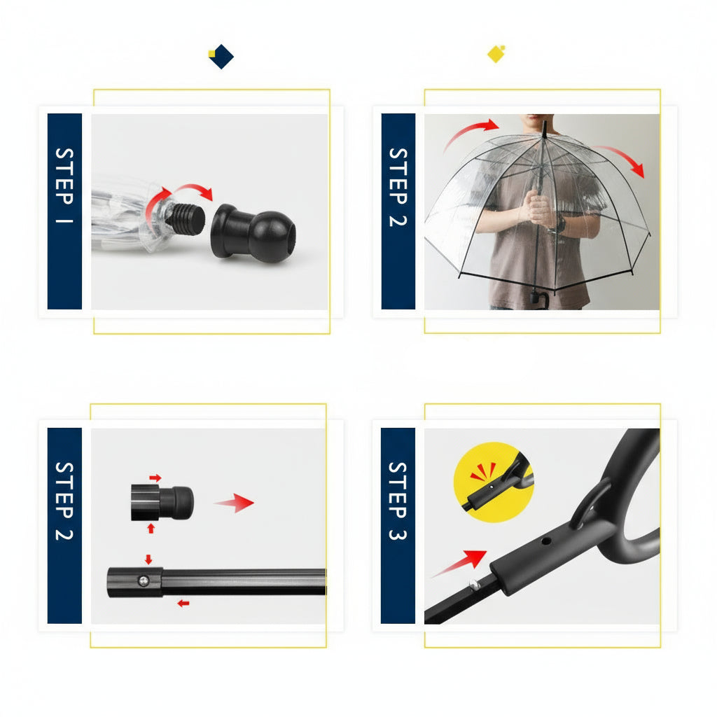 Transparent C-Shaped Pet Umbrella with Leash  Rainy Day Dog Walking Leash