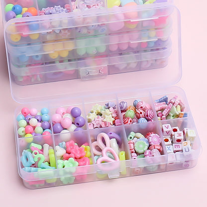 Keyou Girls' Handmade Beaded Jewelry Kit | 24 Grid DIY Bracelet & Necklace Craft Set | 800+ Acrylic Beads