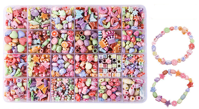 Keyou Girls' Handmade Beaded Jewelry Kit | 24 Grid DIY Bracelet & Necklace Craft Set | 800+ Acrylic Beads