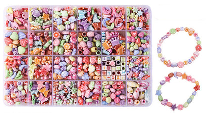 Keyou Girls' Handmade Beaded Jewelry Kit | 24 Grid DIY Bracelet & Necklace Craft Set | 800+ Acrylic Beads