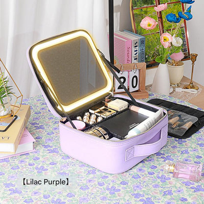 Travel Makeup Bag with LED Mirror