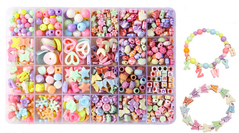 Keyou Girls' Handmade Beaded Jewelry Kit | 24 Grid DIY Bracelet & Necklace Craft Set | 800+ Acrylic Beads