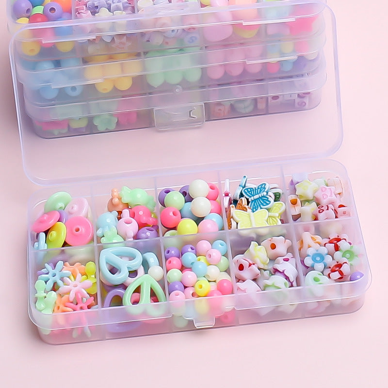 Keyou Girls' Handmade Beaded Jewelry Kit | 24 Grid DIY Bracelet & Necklace Craft Set | 800+ Acrylic Beads