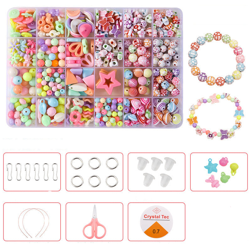 Keyou Girls' Handmade Beaded Jewelry Kit | 24 Grid DIY Bracelet & Necklace Craft Set | 800+ Acrylic Beads