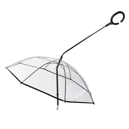 Transparent C-Shaped Pet Umbrella with Leash  Rainy Day Dog Walking Leash