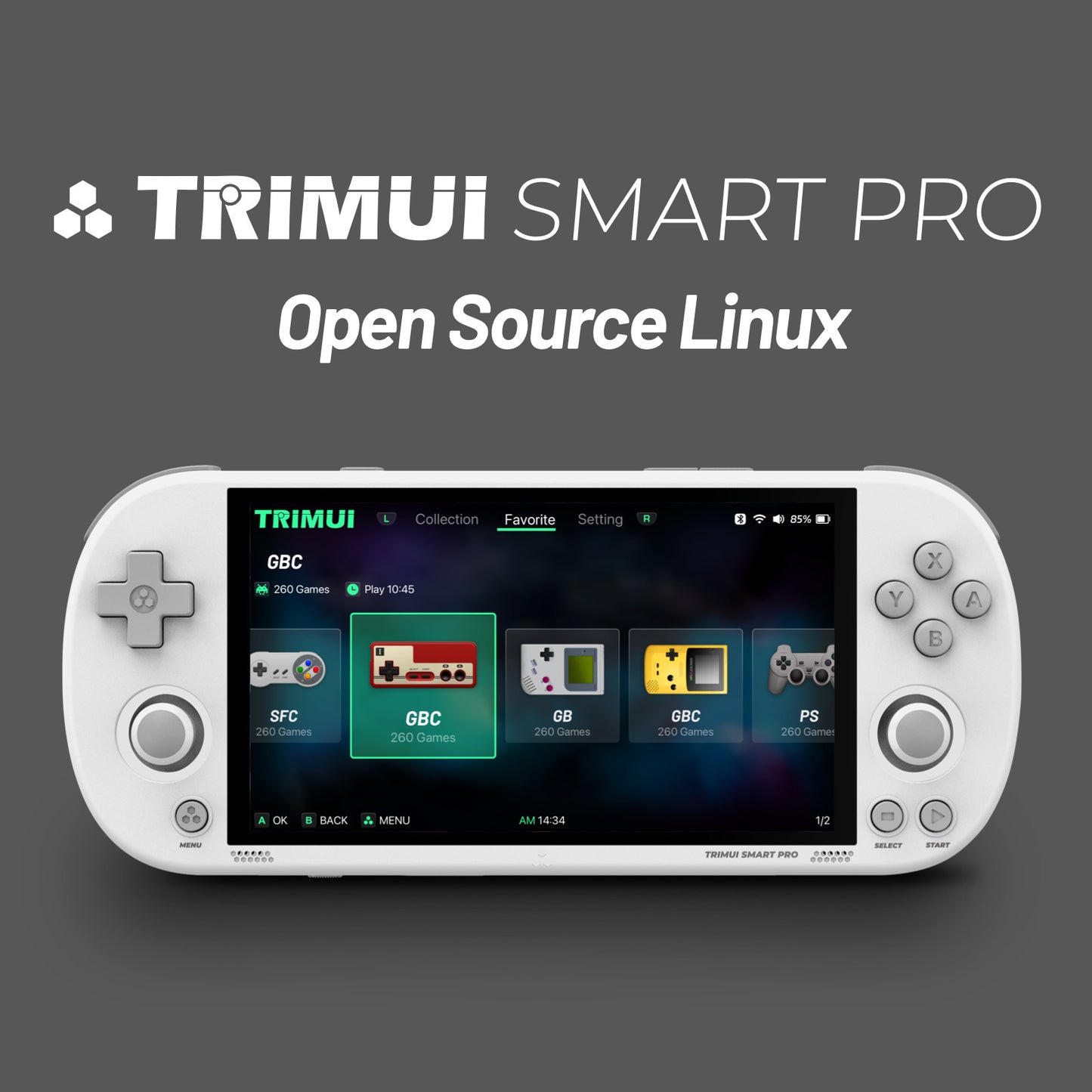 Trimui Smart Pro Handheld Game Console | 5-Inch Laminated IPS Screen | Open Source | WiFi Multiplayer | PSP, N64, PS1, NDS Support