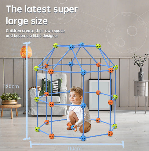 DIY Science & Education Puzzle Tent Set for Kids | 69-Piece Bead Construction Toy (No Tent Fabric)