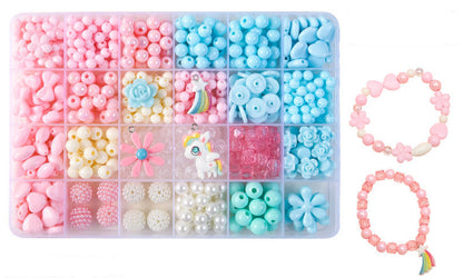 Keyou Girls' Handmade Beaded Jewelry Kit | 24 Grid DIY Bracelet & Necklace Craft Set | 800+ Acrylic Beads