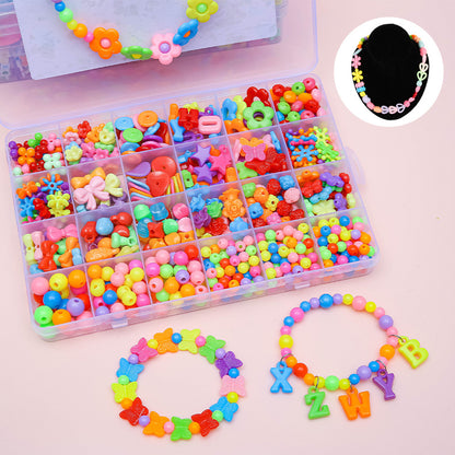 Keyou Girls' Handmade Beaded Jewelry Kit | 24 Grid DIY Bracelet & Necklace Craft Set | 800+ Acrylic Beads