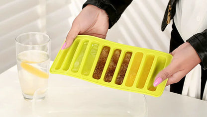 10-Cavity Silicone Ice Tray & Finger Cake Mold | Popsicle & Long Ice Cube Maker